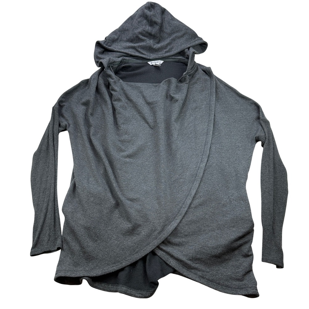 Athleta Grey Hooded Wrap‎ Cardigan Sweater Size Large Women
